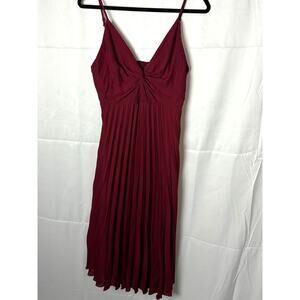 Asos Women's Burgundy Chiffon Pleated Dress - Size 6